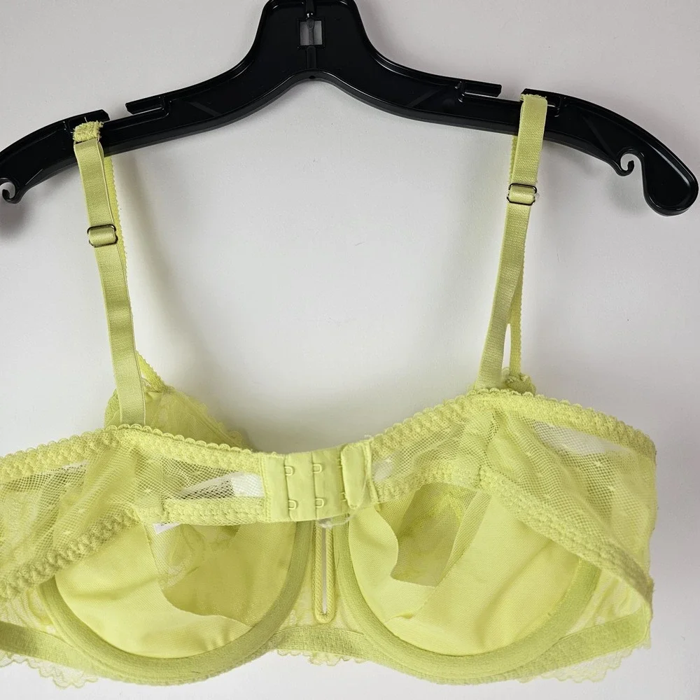 Auden Balconette Coverage Unlined Underwire Bra Lace Women's Size 38C Lime Green